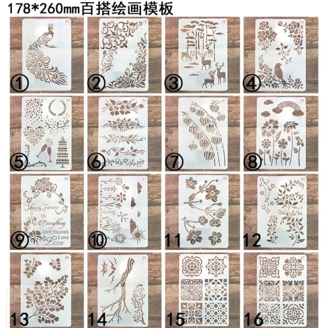 Plantillas de plantilla con dibujos de animales, plantilla de dibujo hueco Floral, pintura de pared en capas, decoración para diario, álbum de recortes, 1 ud.