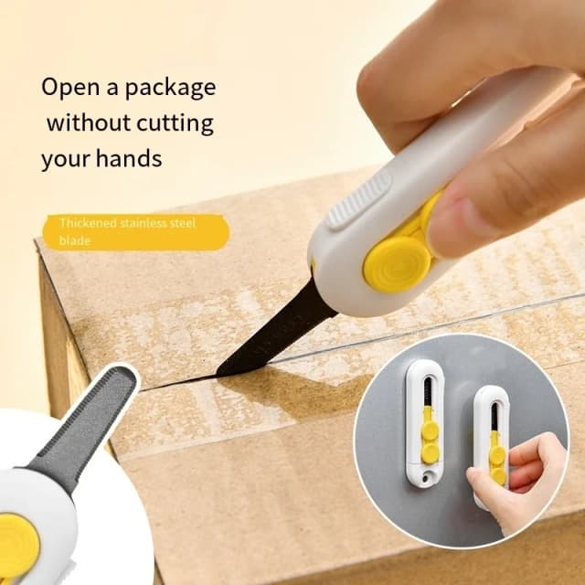 Mini cortador de caja magnético, hoja retráctil, abrecartas portátil y cortador de papel, Material ABS duradero, 1 ud.