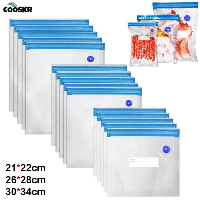 Bolsas de vacío para alimentos, bolsas de vacío reutilizables, bolsas de alimentos selladas al vacío de tamaño pequeño y grande, bolsa de almacenamiento de alimentos, bolsas de envasado al vacío de 10 Uds.