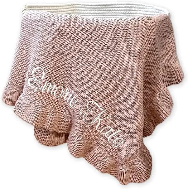 Manta de punto personalizada para bebé, manta de ducha de algodón con nombre bordado personalizado, regalos para recién nacidos, manta para bebé para niñas y niños
