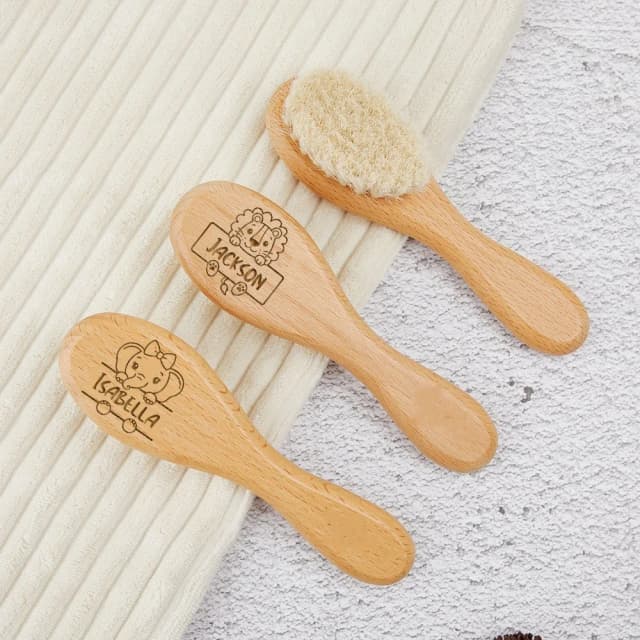 Cepillos para el pelo personalizados para bebé, Animal personalizado con nombre, cepillo de pelo infantil de madera, regalos ideales para cumpleaños, bautismo y cumpleaños, Baby Shower