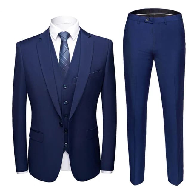 Conjunto de chaqueta, chaleco y pantalones de 3 piezas, chaqueta, chaleco, pantalones, traje de negocios, solapa, un solo pecho, traje ajustado para banquete de boda y graduación para hombre