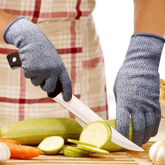 Guantes de cocina resistentes a cortes de grado 5 – Guantes protectores HPPE para cortar vidrio, resistentes a los arañazos y seguridad (idales para jardineros
