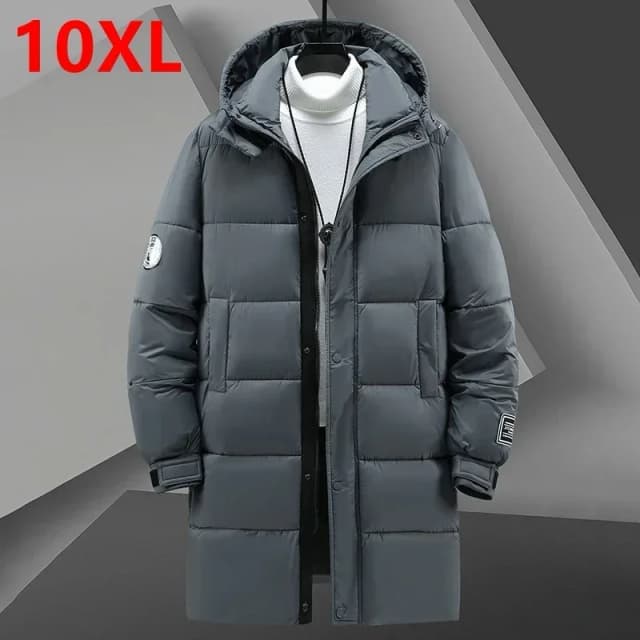 Chaqueta de invierno de talla grande 2024 para hombre, Parka cálida de algodón con capucha, cortavientos para hombre, abrigo largo acolchado, talla grande 10XL 8XL