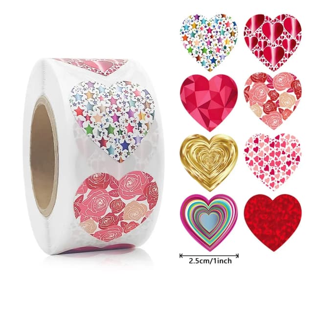 50-500 Uds. Pegatinas de corazón rojo de 1 pulgada para el Día de San Valentín, pegatina para embalaje para hornear, sellos de sobre, pegatina decorativa de amor