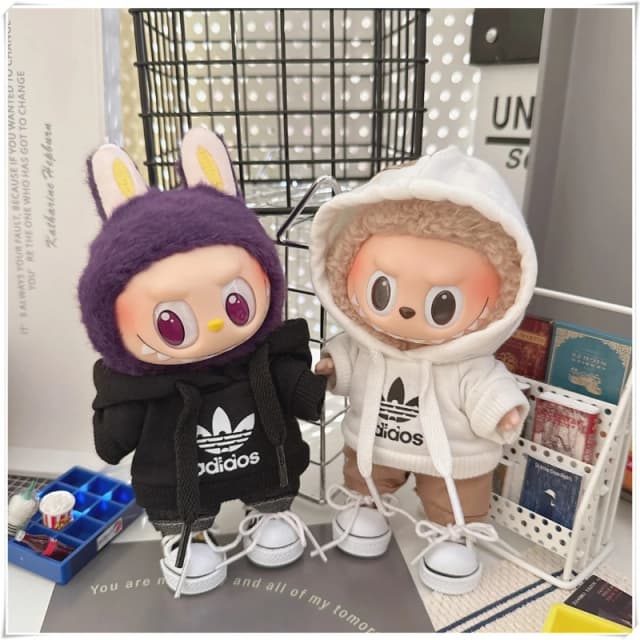 Ropa de muñeca Labubu V1 V2 de 15/17cm, conjunto de pantalones y sudadera con capucha a la moda, ídolo coreano, accesorios de ropa para muñecas DIY, juguete para regalo
