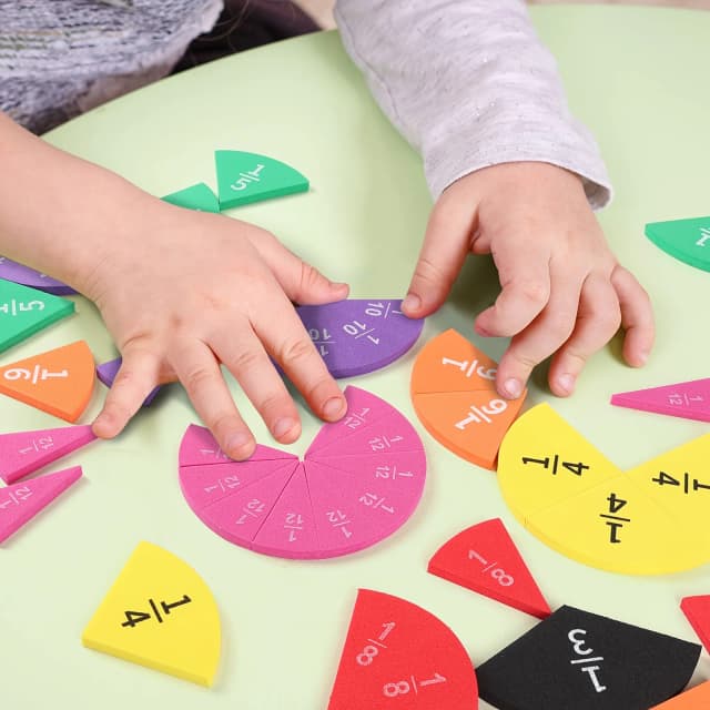 Manipuladores matemáticos de fracciones interactivas: demostración de cálculo de suma y resta de puntuación EVA de 9 piezas para la educación STEM de los estudiantes