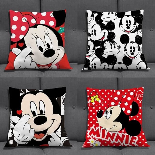 Funda de almohada de Mickey Mouse de Disney, funda de cojín de dibujos animados de Mickey para sala de estar, sofá, oficina, decoración de la habitación del hogar, regalo para niños