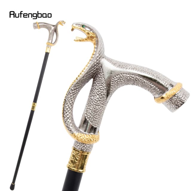 Bastón decorativo con cabeza de Cobra dorada y blanca, bastón decorativo para caminar, bastón para caminar Vintage de 93cm