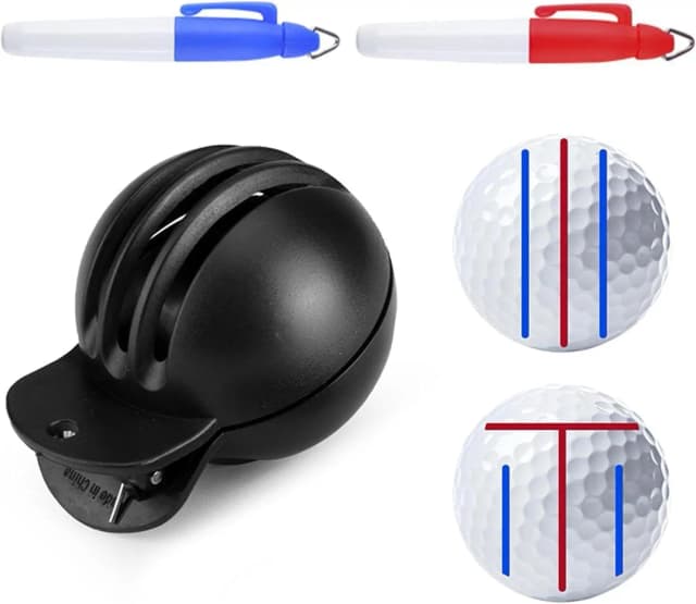 Revestimiento de pelota de golf resistente a la decoloración, herramienta de marcado de pelotas de diseño avanzado |   1 herramienta de alineación con 2 marcadores de sellos para pelotas de golf, pelotas de golf