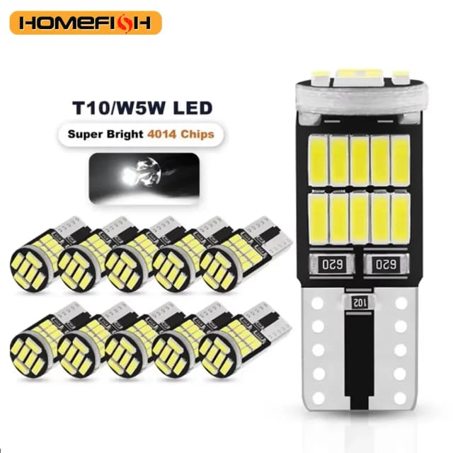 10 Uds W5W T10 bombillas Led Canbus 4014 SMD 6000K 168 194 Led 5w5 Interior del coche cúpula lectura matrícula señal lámpara de luz