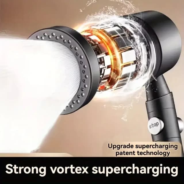 Nuevo cabezal de ducha con filtro de ahorro de agua de alta presión, cabezal de ducha de mano de 5 modos, juego de accesorios de baño con parada de un botón