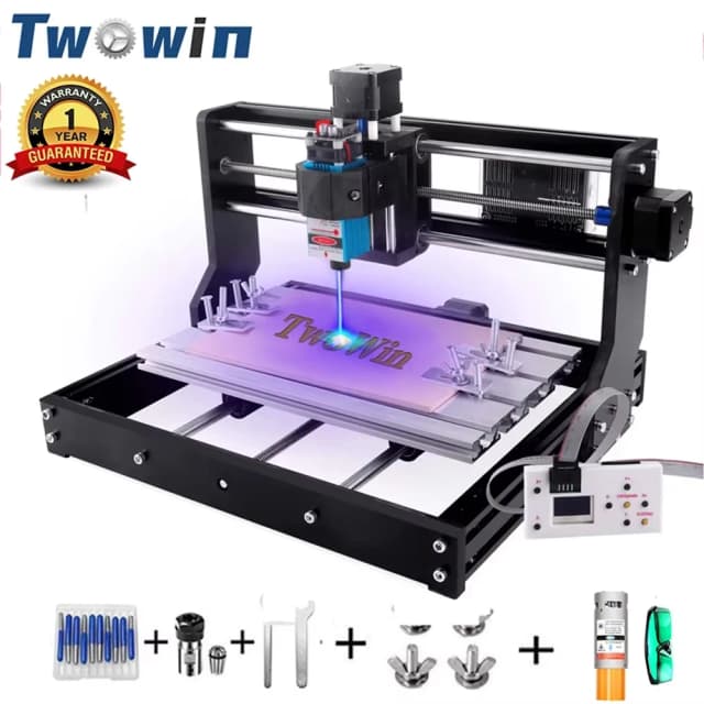 TWOWIN 3018 PRO CNC enrutador 40W máquina de grabado láser Control GRBL 200W husillo PCB corte fresadora Metal DIY grabador