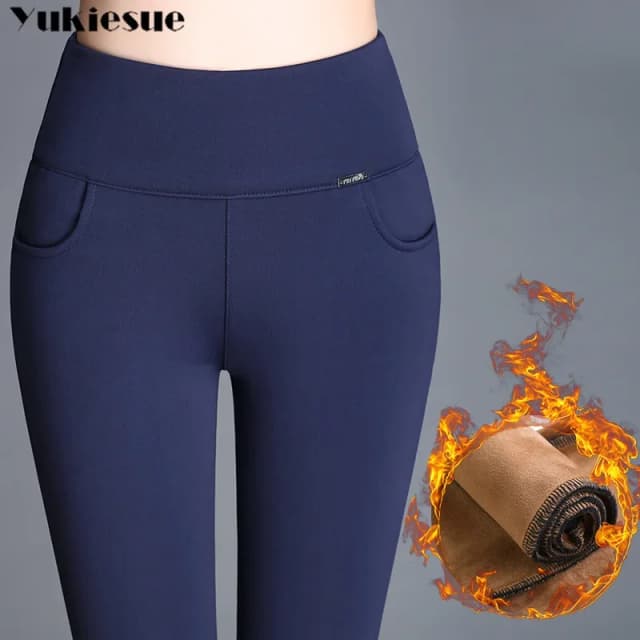 Leggings 6XL Otoño Invierno Leggings de terciopelo para mujer Legging ajustado de cintura alta pantalones largos mujer Leggings cálidos de invierno