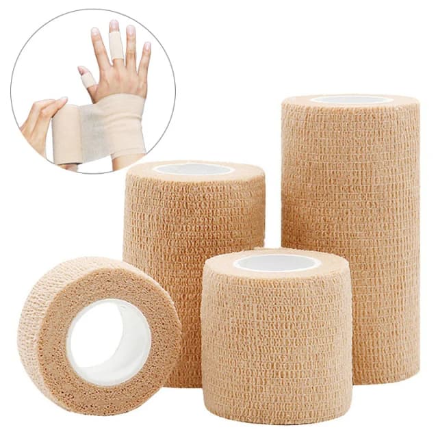 Vendaje adhesivo médico, cinta autoadhesiva deportiva elástica y transpirable, cinta para dedo envolvente Beige para primeros auxilios de muñeca y tobillo, 10 rollos