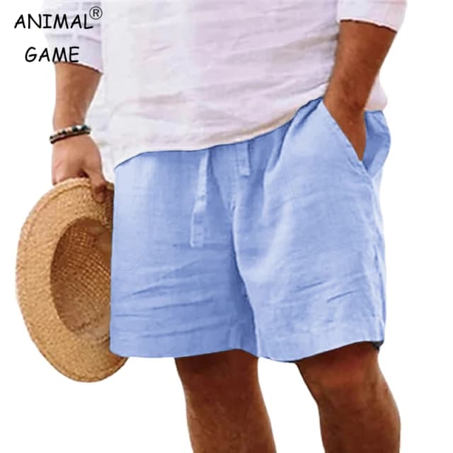 Nuevos pantalones cortos ligeros de algodón de Color sólido para hombre, pantalones cortos de gimnasio, pantalones cortos de lino para playa, pantalones cortos deportivos grandes para correr para hombre