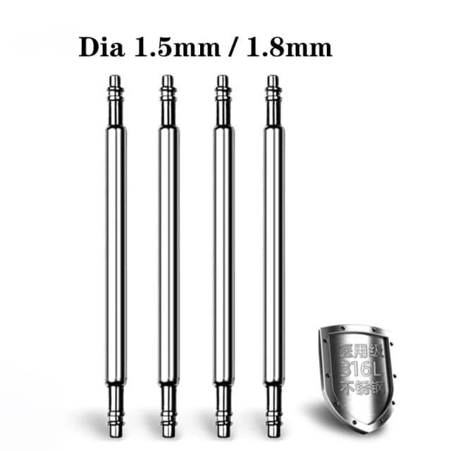 10 barras de resorte de 1.5mm/1.8mm de diámetro, pasadores de enlace para correas de reloj de 16mm, 18mm, 19mm, 20mm, 21mm, 22mm, 24mm, 26mm, 28mm