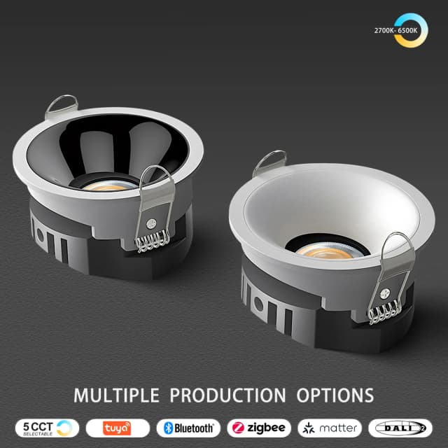 Zigbee DALI-foco LED COB inteligente empotrado, 5 CCT, conmutable, ultrafino, antideslumbrante, regulable, lámpara de techo de aluminio de alto CRI 95