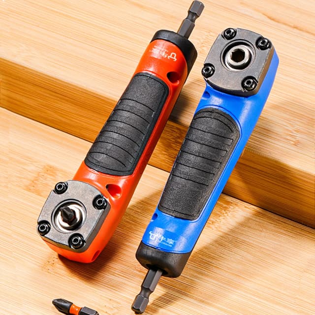Nuevo Destornillador de esquina eléctrico multifuncional 1 unidad, alto par 90 °   Destornillador de ángulo recto, herramienta manual, azul y naranja