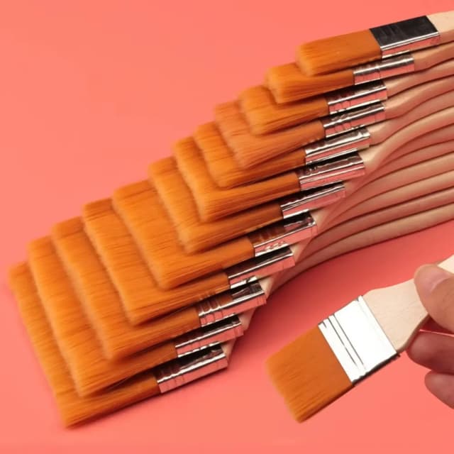 Juego de pinceles de nailon de 12 piezas: cerdas sintéticas de alta calidad para acrílico, aceite, acuarela, dibujo y suministros de arte