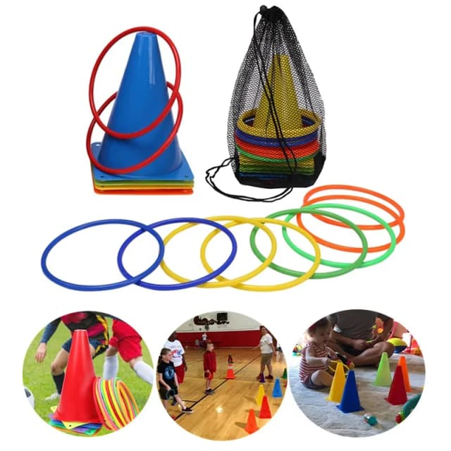Juego de anillos de conos de lanzamiento, juguete para niños, fútbol al aire libre, Entrenamiento de fútbol, carnaval, juegos familiares, Combo de patio, deportes de colores, plástico para niños