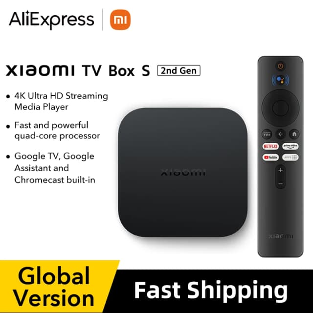 Versión global Xiaomi Mi TV Box S 2.a generación 4K Ultra HD BT5.2 2GB 8GB Google TV Asistente de Google Smart TV Box