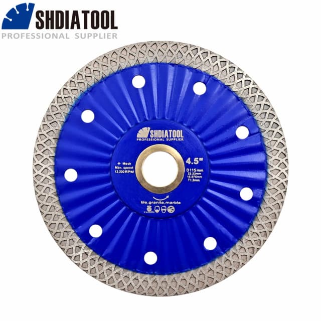 SHDIATOOL-disco de corte de diamante prensado en caliente, hoja de sierra Turbo estrecha, discos para porcelanatos,piedra Artificial, cuarzo, cerámica, azulejo, granito, 115mm