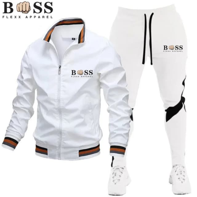 Ropa BSS FLEXX 2024, chándales para hombre, conjuntos para hombre, sudadera + pantalones de chándal, chándal con cremallera, traje deportivo con cuello levantado para correr y Fitness