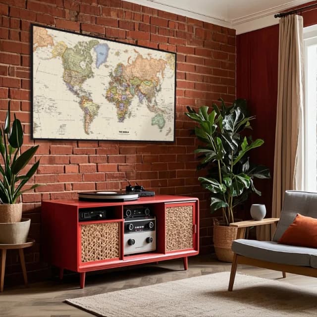 Mapa del mundo en idioma inglés, imagen decorativa colgante, mapa detallado no tejido de varios tamaños, decoración de viaje para educación, escuela y oficina