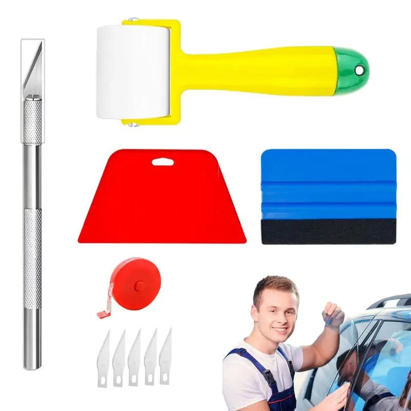 Kit de aplicación de papel tapiz, Kit de papel tapiz suavizante, herramienta portátil para película de tinte de ventanilla de vehículo, herramientas para coche