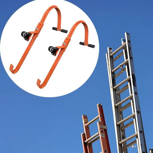 2 unids/set ganchos de techo de escalera con rueda que evitan daños en el techo extensión estabilizador de escalera agujeros ajustables fácil instalación