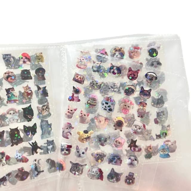 10 Uds. De pegatinas láser para gatos, notas con purpurina para mascotas, impermeables, translúcidas, papelería divertida, materiales bonitos para álbum de recortes, suministros para manualidades