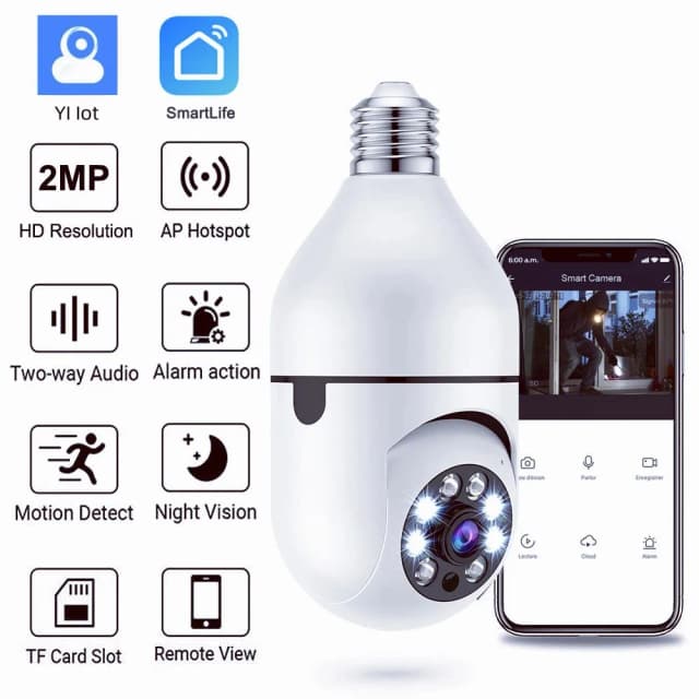 YI Iot E27 bombilla de vigilancia 5G Wifi cámara 2MP visión nocturna a todo Color seguimiento humano automático cámara de Monitor de protección de seguridad