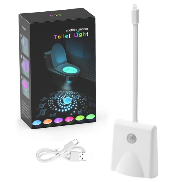 Luz con Sensor de movimiento para inodoro, retroiluminación, luces nocturnas inteligentes, lámpara LED de atenuación recargable para inodoro, baño, WC