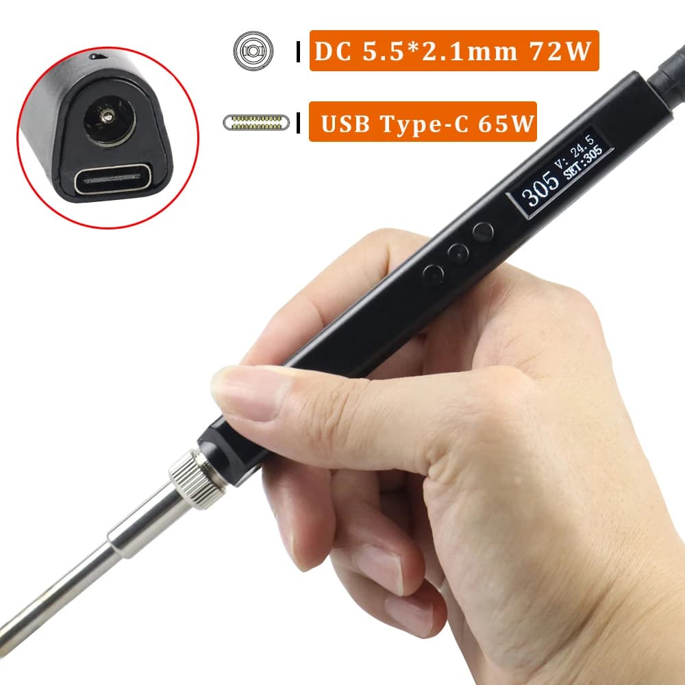 Mini soldador Digital OLED T12, USB tipo C PD 65W, herramienta de estación de soldadura eléctrica de temperatura ajustable