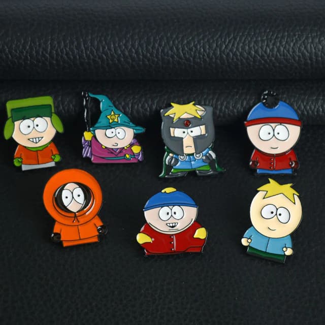 7 unids/set de insignias de figura de Cartman de película de TV de dibujos animados, alfileres de solapa para mochilas, insignia bonita, ropa, joyería, accesorios de ropa