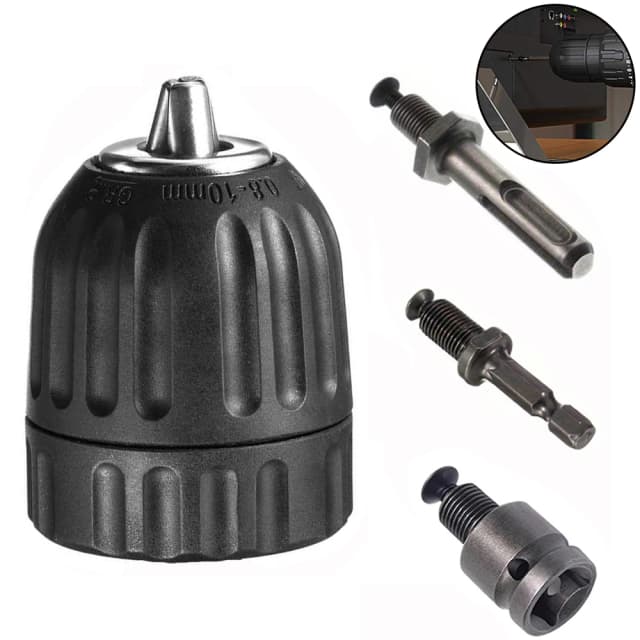 Portabrocas sin llave 0,8-10mm 3/8-24UNF, vástago hexagonal/SDS-Plus/adaptador de agarre rápido cuadrado, portabrocas para broca destornillador grifo y enchufe