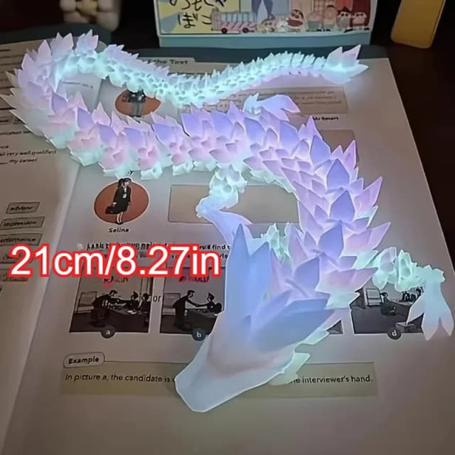 Estatua de dragón divino, escultura de dragón con luz nocturna impresa en 3D, decoración de acuario, adorno de escritorio para dormitorio de adultos temático