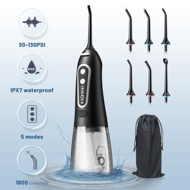 Irrigador bucal, hilo Dental recargable por USB, chorro de agua Dental portátil, tanque de agua de 300ML, limpiador de dientes impermeable para cuidado bucal