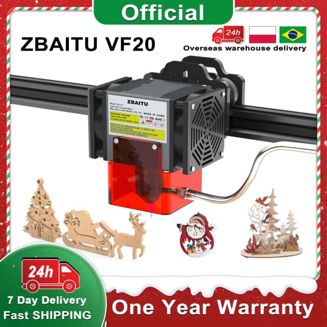 ZBAITU-Cabezal de módulo láser con ranura, manguera de flujo de aire, diodo 130 en 1, para cortador de grabado láser CNC, 40W/80W/4/2 W