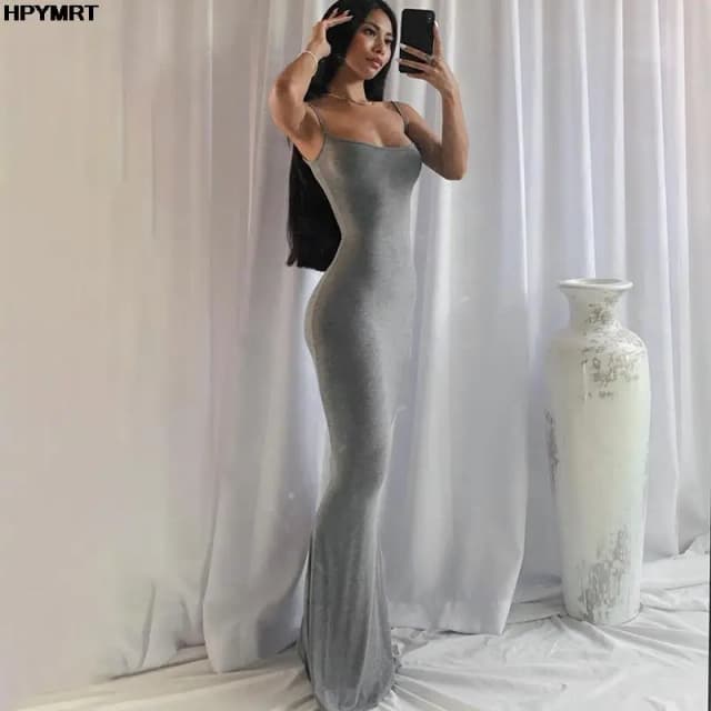 Vestido de satén sin mangas con espalda descubierta para mujer, maxivestido Sexy ajustado para fiesta Y2K, ropa elegante para mujer 2022