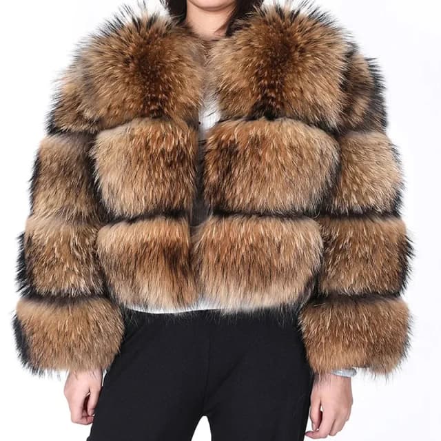 Maomaokong-abrigo de piel de mapache auténtica y gruesa para mujer, chaqueta de piel de zorro Natural, chaquetas de talla grande, chaleco femenino 2024