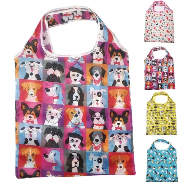 Bolsa de compras reutilizable, bolsa de comestibles plegable de nailon, bolsa de mano ecológica creativa, ligera y duradera
