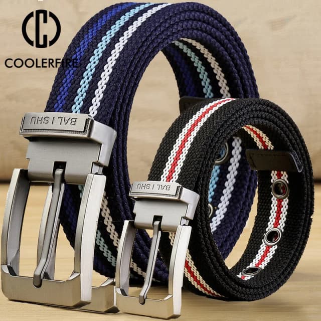 Cinturón de tela para hombre, cinturón de lona para correas perforadas, moda informal, pantalones para hombre, cinturones, pantalones vaqueros, cinturón de cintura para hombre, correa a rayas HB072