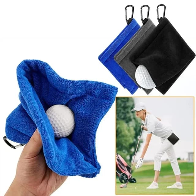 Toalla de Limpieza de Pelotas de Golf de Microfibra Cuadrada con Mosquetón, Absorbente de Agua, Limpiador de Palos para Limpiar la Cabeza, Paño de Limpieza MJ002