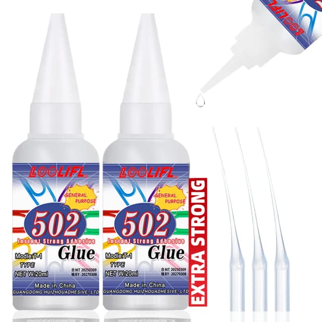 502 super potente pegamento seco de alta velocidad, profesional para la reparación diaria de plástico de juguete, blanco transparente sin olor.