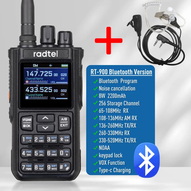 Radtel RT-900 8W banda completa Ham Radio Walkie Talkie 256CH banda aérea estación de Radio bidireccional aviación NOAA policía río marino PTT