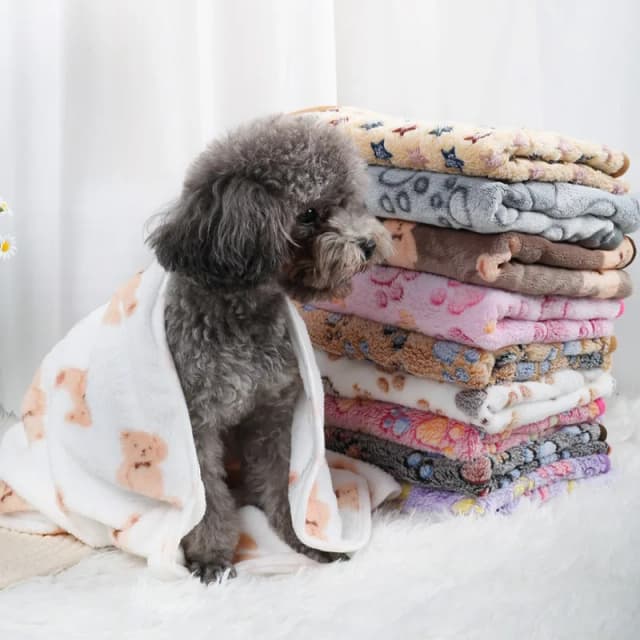 Manta suave y esponjosa de alta calidad para mascotas, manta de franela para dormir para perros, estampado de pata, estera para mascotas, manta cálida y cómoda para perros y gatos