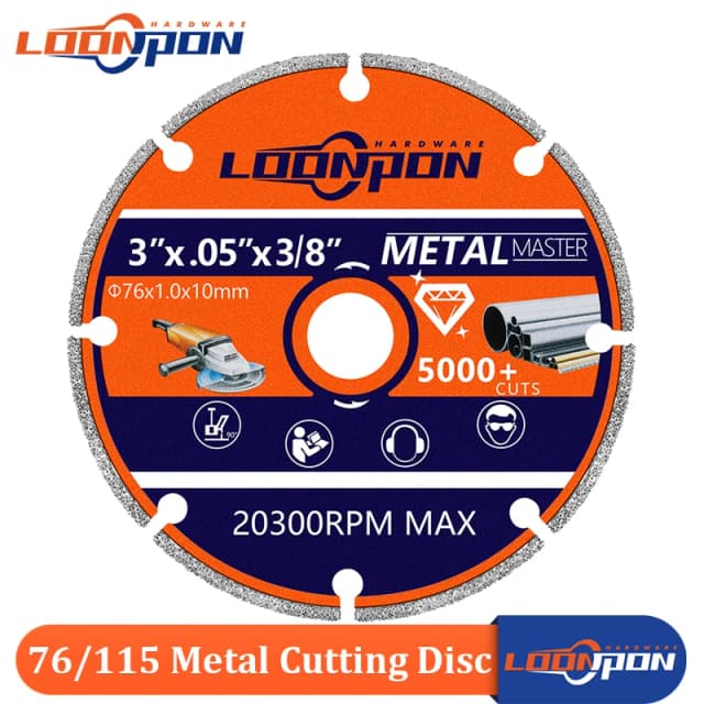 Loonpon-disco de corte de Metal de 3 pulgadas, rueda de corte de diamante de 4-1/2 pulgadas, para barra de acero, hierro, INOX
