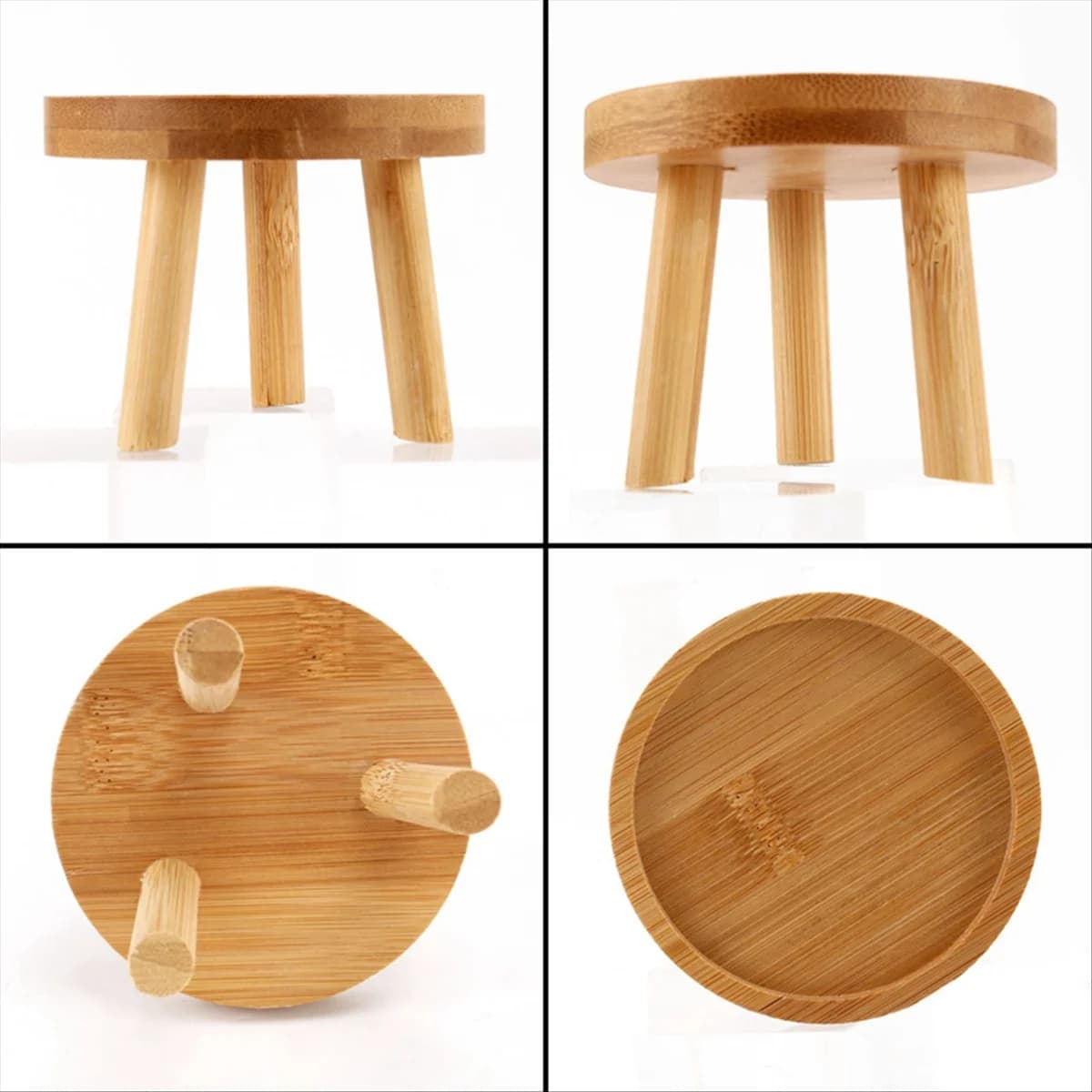 Soporte de madera para plantas, Base para maceta, taburete alto, balcón, suculenta, estante redondo para flores, interior y exterior